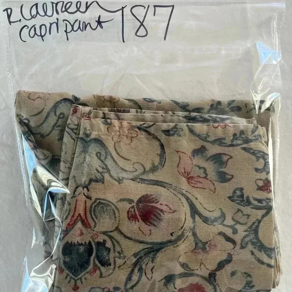 LAUREN RALPH LAUREN Cropped Linen Cotton Floral Print pant 4 cottage prep - Picture 9 of 9